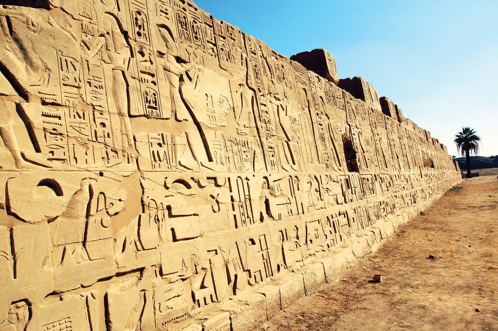 Hieroglyphics temple wall Karnak Egypt 2